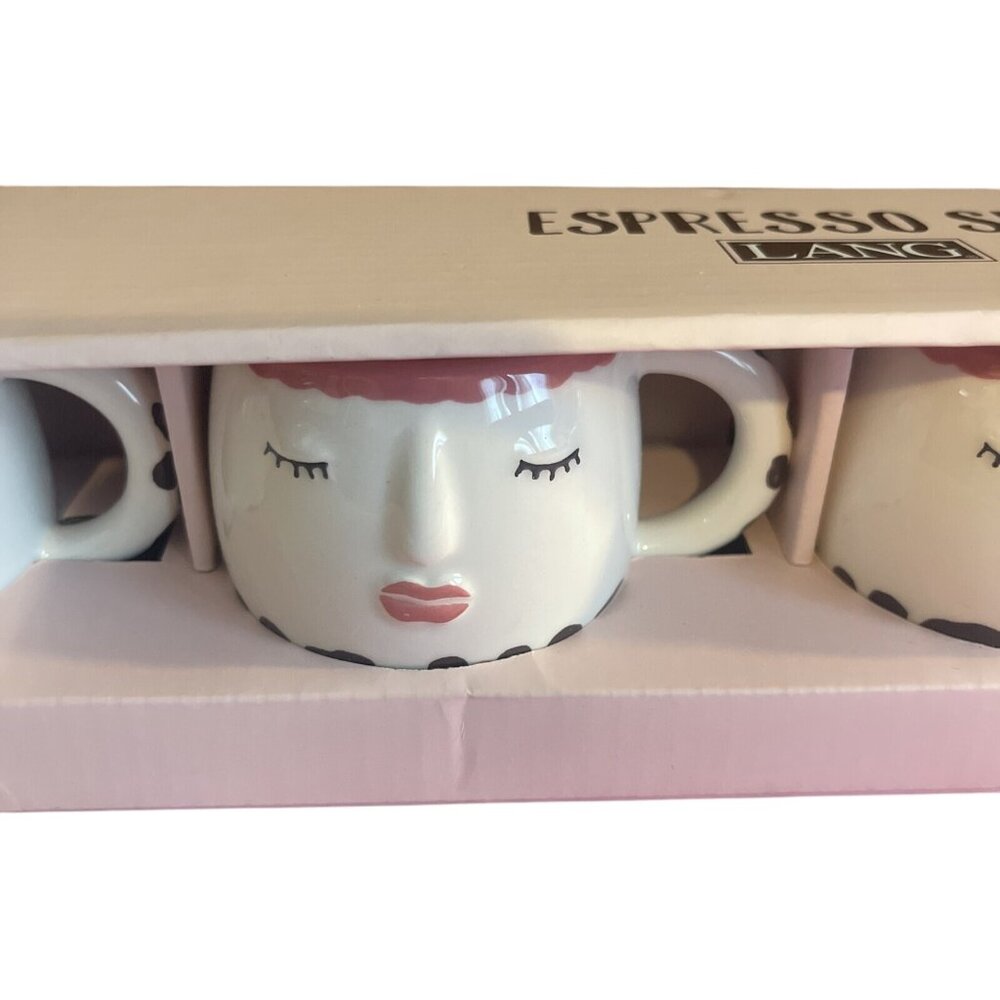 Lang Espresso Set of 4 Woman's Face New Hand Painted Ladies Face Coffee Cup Mug - Picture 12 of 16
